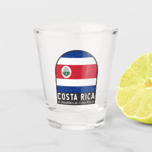 Costa Rica Flag Emblem Distressed Vintage Shot Glass