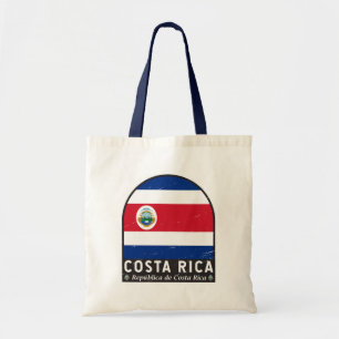 Costa Rica Flag Emblem Distressed Vintage Tote Bag