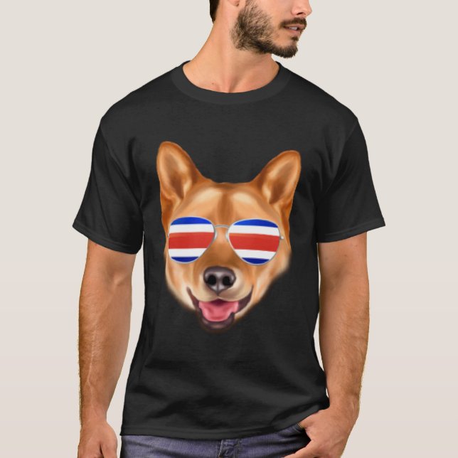 Costa Rica Flag Finnish Spitz Dog Tico Pocket T-Shirt (Front)