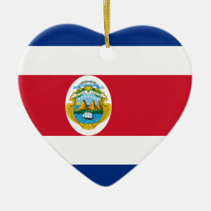 Costa Rica Flag Heart Ceramic Ornament