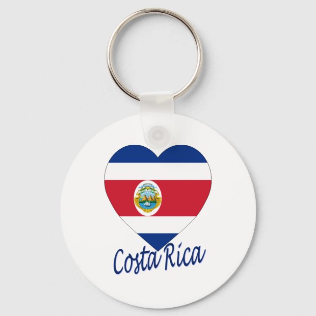Costa Rica Flag Heart Keychain (Front)