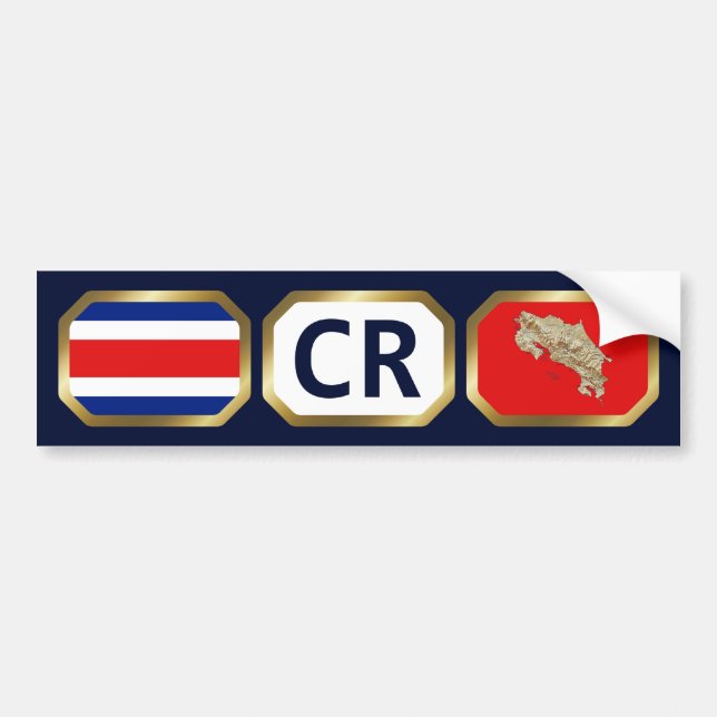 Costa Rica Flag Map Code Bumper Sticker (Front)