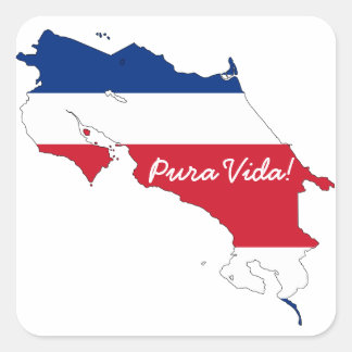 Costa Rica flag map Square Sticker