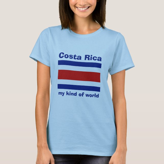 Costa Rica Flag + Map + Text T-Shirt (Front)