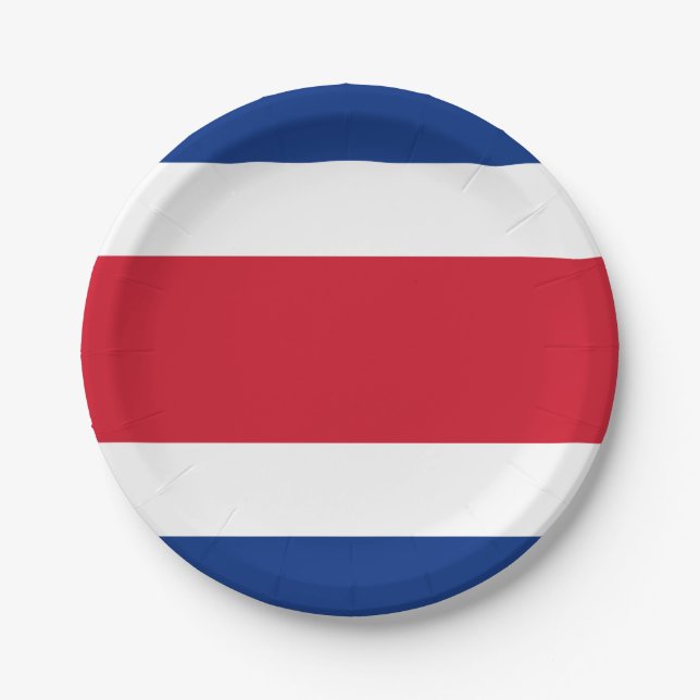 Costa Rica Flag Paper Plate (Front)