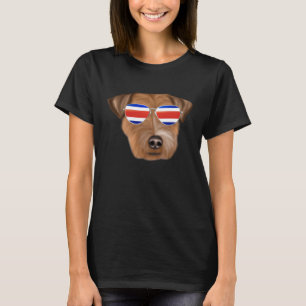 Costa Rica Flag Russell Terrier Dog Tico Pocket T-Shirt