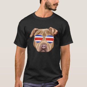Costa Rica Flag Usa Staffordshire Terrier Dog Tico T-Shirt