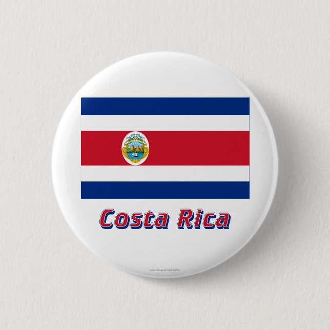 Costa Rica Flag with Name 2 Inch Round Button (Front)