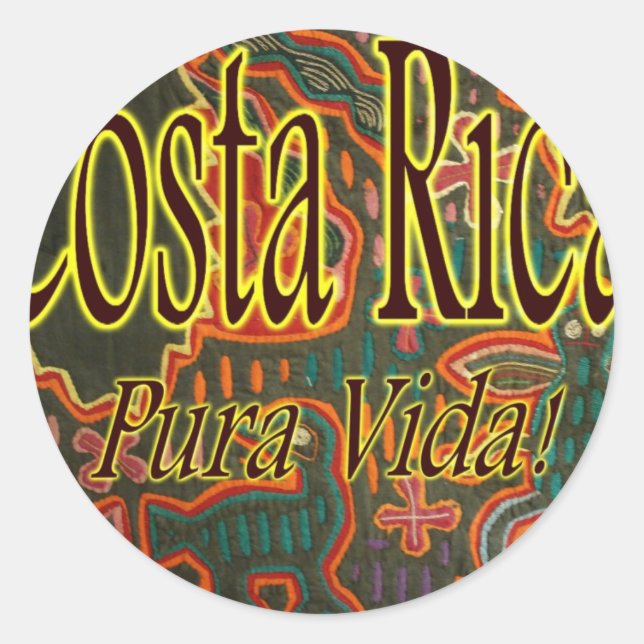 Costa Rica Folk Art Pura Vida Classic Round Sticker (Front)