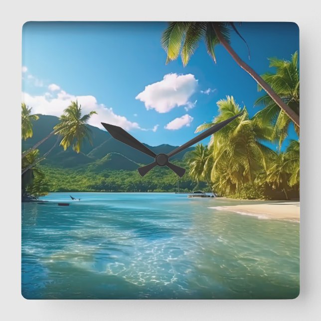 Costa Rica Island Paradise  Square Wall Clock (Front)