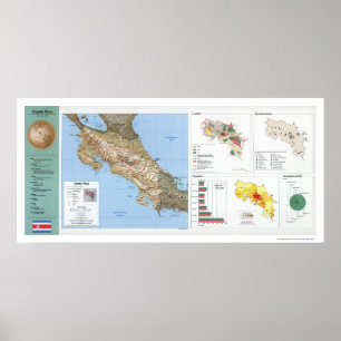 Costa Rica Map 1991 Poster