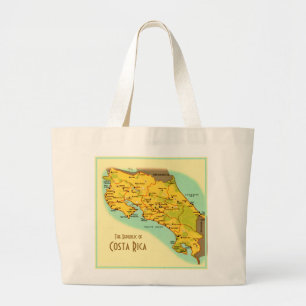 Costa Rica Map Large Tote Bag