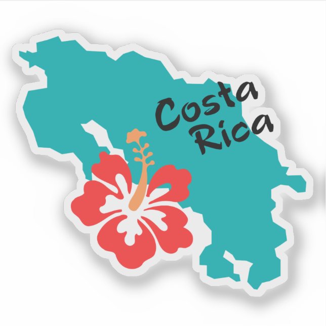 Costa Rica map outline with hibiscus flower (Front)
