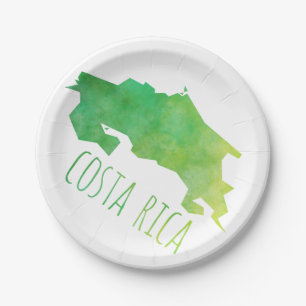 Costa Rica Map Paper Plate