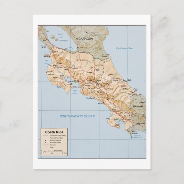 Costa Rica map Postcard (Front)