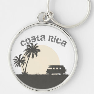 Costa Rica Midnight Surf Hippie Van Bus Keychain