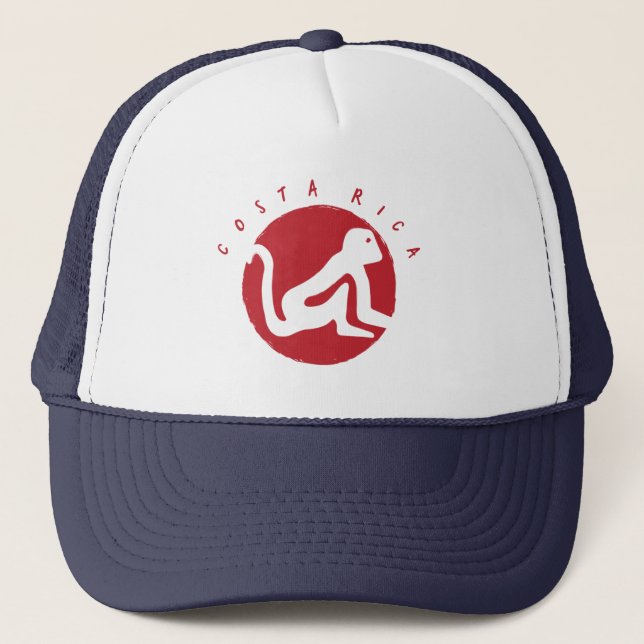 Costa Rica Monkey Souvenir Trucker Hat (Front)