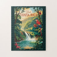 Costa Rica Parrot Illustration Travel Art Vintage