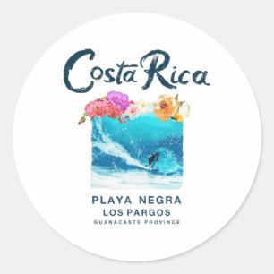 Costa Rica Playa Negra Vintage Surfing Classic Round Sticker