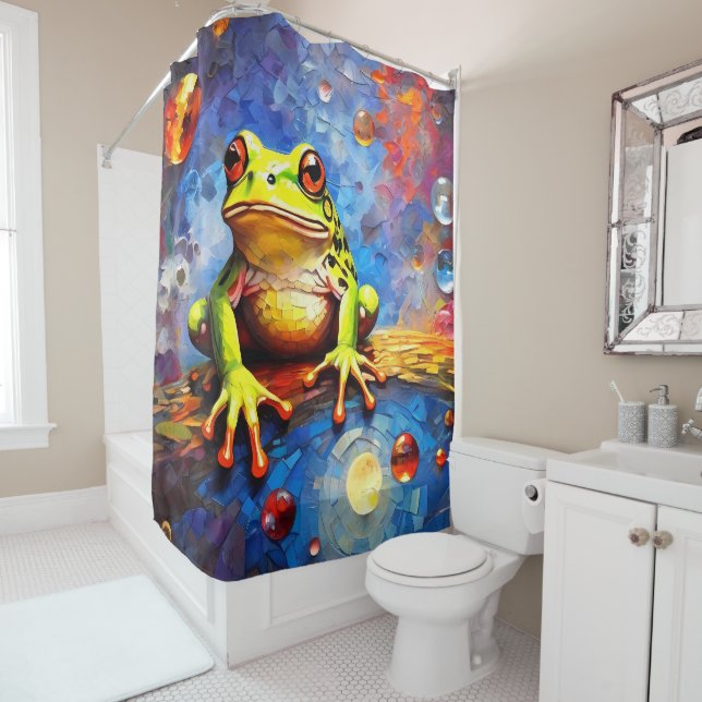 Costa Rica Poison Dart Grenouille rideaux douche (En situation)
