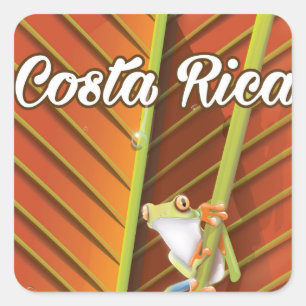 Costa Rica Poison frog travel poster Square Sticker