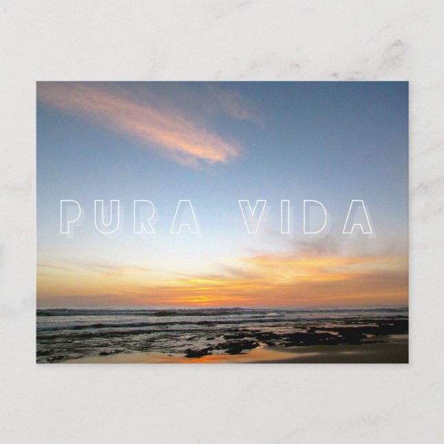 Costa Rica Pura Vida Beach Sunset Carte postale (Devant)