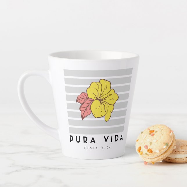 Costa Rica Pura Vida Hibiscus Flower Coffee Latte Mug (In Situ)
