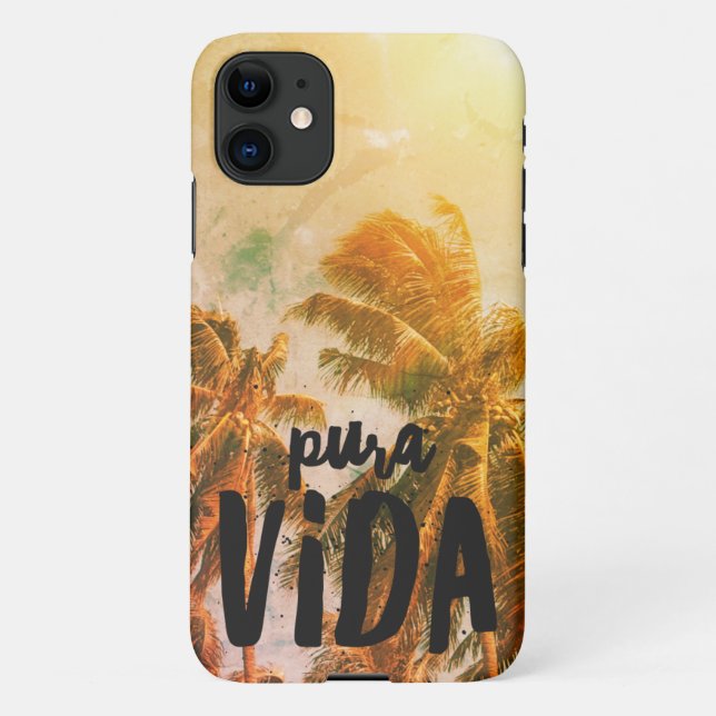 Costa Rica Pura Vida Palm Tree iPhone Case (Back)
