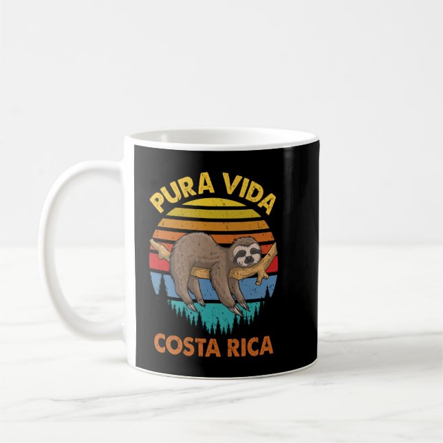 Costa Rica Pura Vida Sloth Coffee Mug (Left)