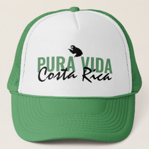 Costa Rica Pura Vida Sloth Men's Green Trucker Hat