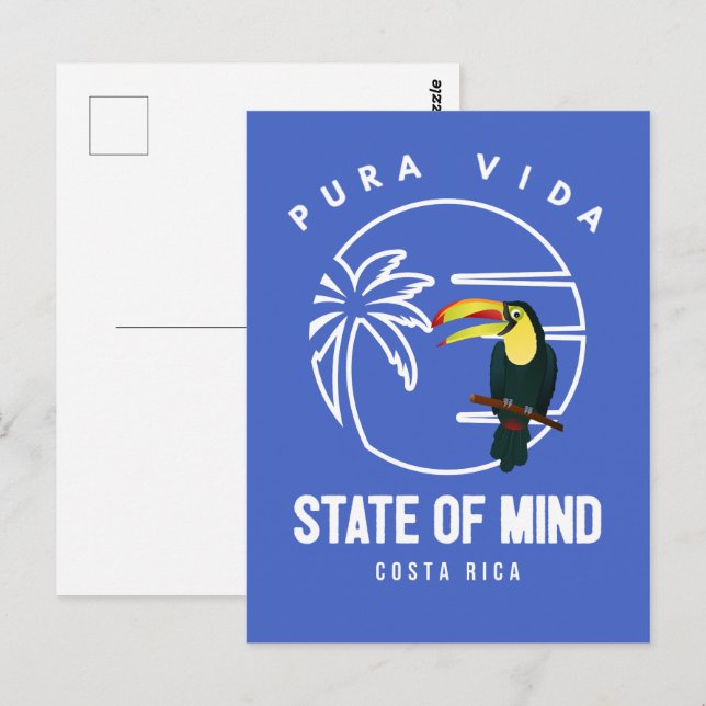 Costa Rica Pura Vida State of Mind Toucan Postcard (Front/Back)