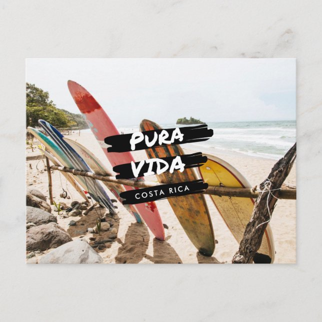 Costa Rica Pura Vida Surboard Photo Carte Postale (Devant)