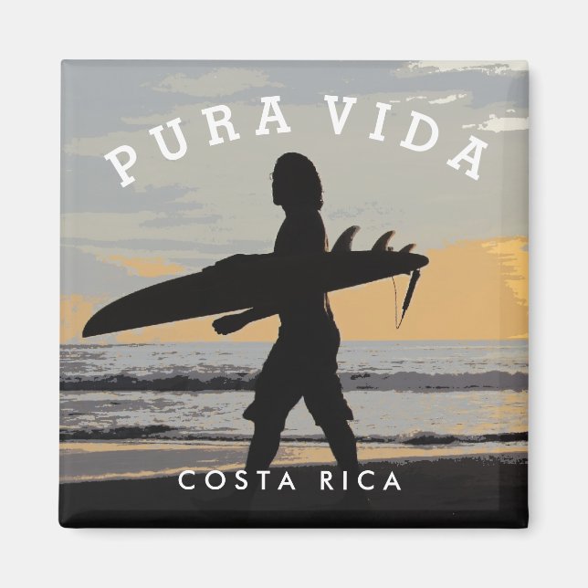 Costa Rica Pura Vida Surfer Magnet souvenir (Devant)