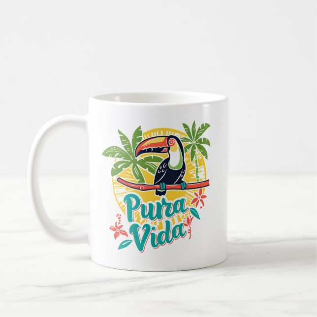 Costa Rica Pura Vida Toucan Café Mug (Gauche)