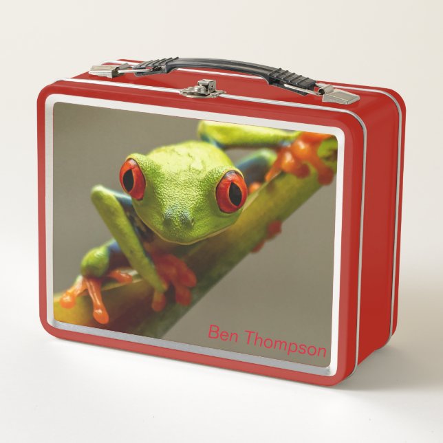 Costa Rica Red-Eyed Tree Frog Personalized Metal Lunch Box (Front)