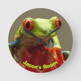 Costa Rica Red-Eyed Tree Frog Personalized Round Clock