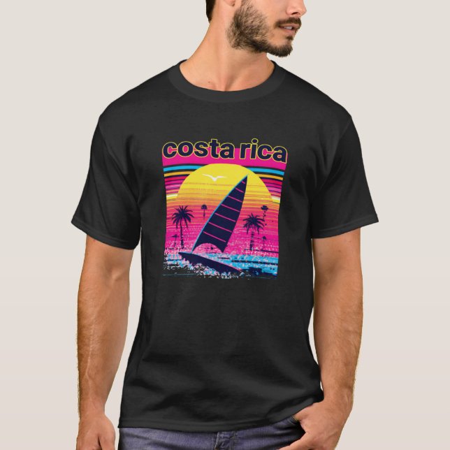 Costa Rica Retro 80s Style Souvenir Beach T-Shirt (Front)