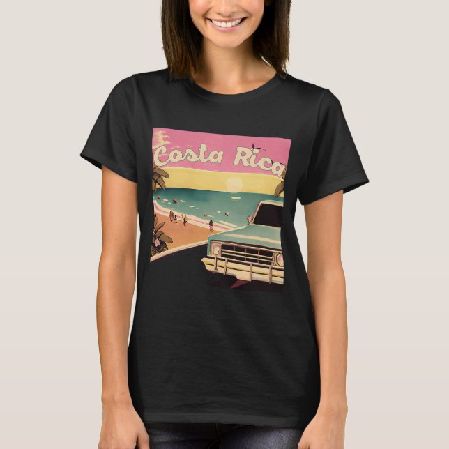 Costa Rica Retro Beach Vacation Graphics Costa Ric T-Shirt (Front)