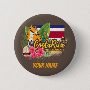 Costa Rica retro big cat vintage flag Souvenir 2 Inch Round Button