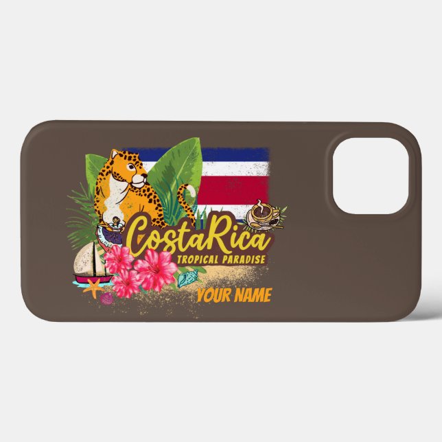 Costa Rica retro big cat vintage flag Souvenir Case-Mate iPhone Case (Back (Horizontal))