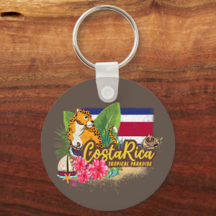 Costa Rica retro big cat vintage flag Souvenir Keychain