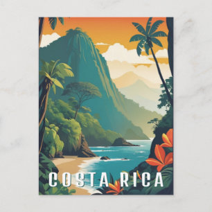 Costa Rica Retro Mountain Beach Travel Souvenir Postcard