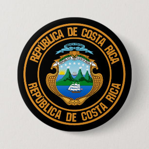 Costa Rica Round Emblem 3 Inch Round Button
