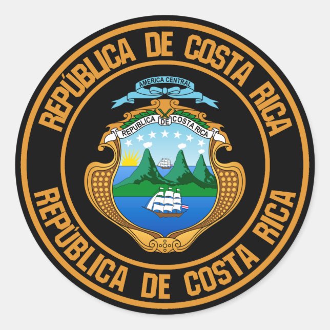 Costa Rica Round Emblem Classic Round Sticker (Front)