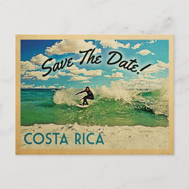 Costa Rica Save The Date Surfing Announcement Postcard (Front)