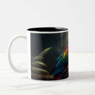 Costa Rica Scarlet Macaw Mug:Tropical Coffee Bliss Two-Tone Coffee Mug