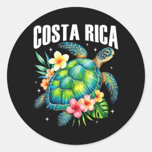 Costa Rica Sea Turtle Trocal Beach Family Summer Classic Round Sticker