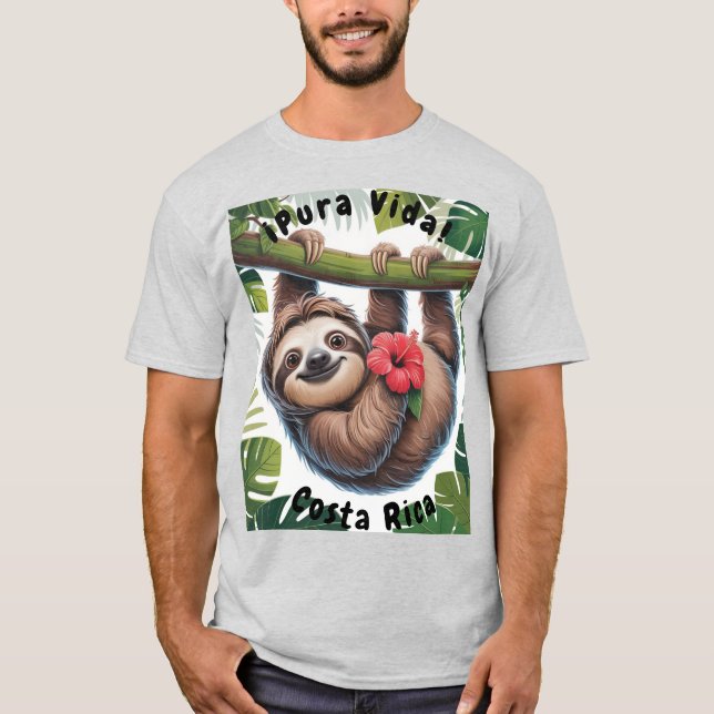 Costa Rica Sloth holding flower T-shirt (Devant)