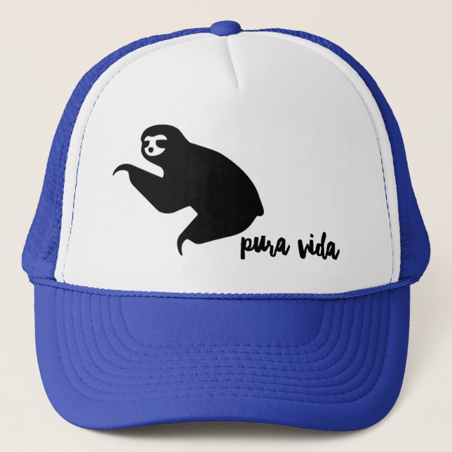 Costa Rica Sloth Souvenir Hat | Blue (Front)