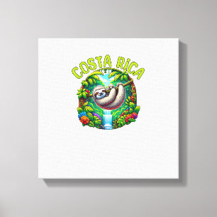Costa Rica Sloth - Tropical Rainforest Waterfall T Canvas Print